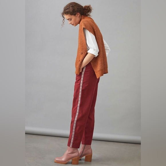 NWOT Anthropologie Tapered Side Stripe Pants - Picture 3 of 16